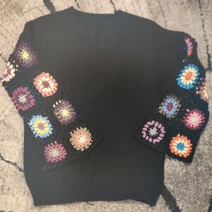 Colorful Crochet Sleeve Sweater